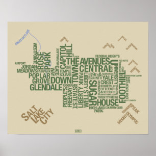 Salt Sjö City-kvarteren: Wasatch-Grönten Poster
