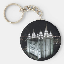 Salt Sjö City LDS Temple på natten. Nyckelring