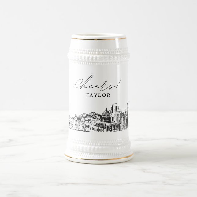 Salt Sjö City Personlig Skyline Beer Stein Sejdel (Center)