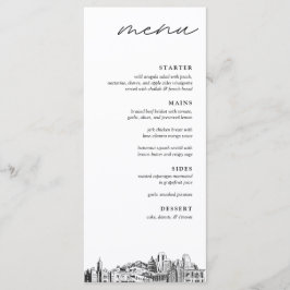 Salt Sjö City Skyline Bröllop Dinner Menu Meny