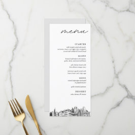 Salt Sjö City Skyline Bröllop Dinner Menu Meny
