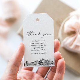 Salt Sjö City Skyline Bröllop Tack Favorittagg Presentetikett
