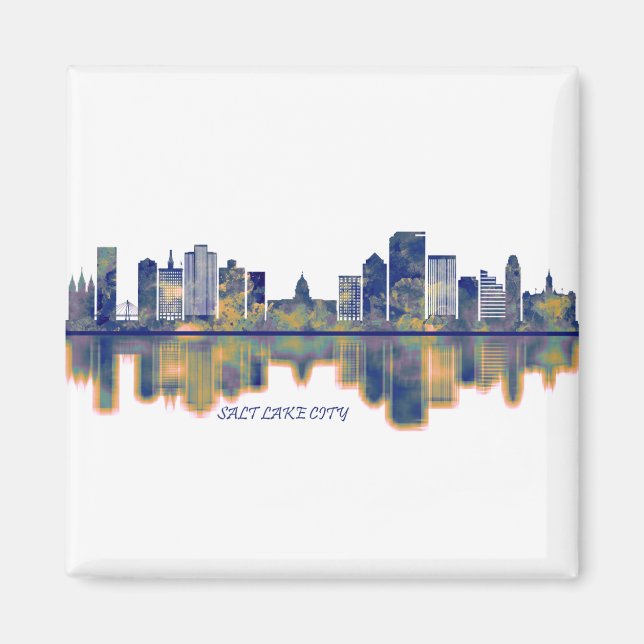 Salt Sjö City Skyline Magnet (Framsidan)