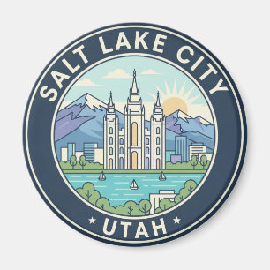 Salt Sjö City Skyline Utah Magnet