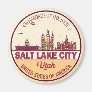 Salt Sjö City Utah City Skyline Emblem Magnet