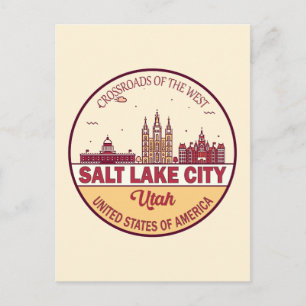 Salt Sjö City Utah City Skyline Emblem Vykort