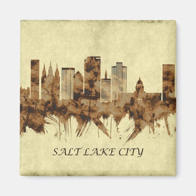 Salt Sjö City Utah Cityscape Magnet (Framsidan)