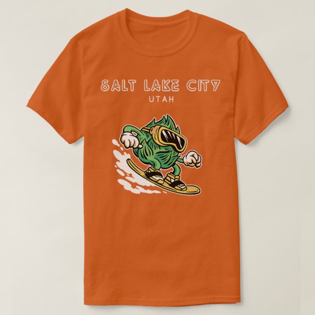 Salt Sjö City Utah Funny Snowboarding Beer Skutt T Shirt (Design framsida)