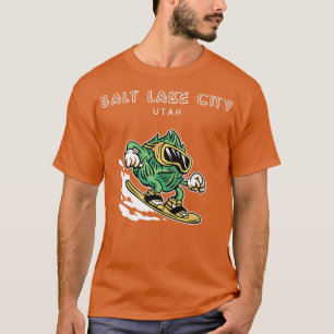 Salt Sjö City Utah Funny Snowboarding Beer Skutt T Shirt