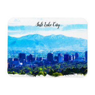 Salt Sjö City Utah Panorama View Magnet