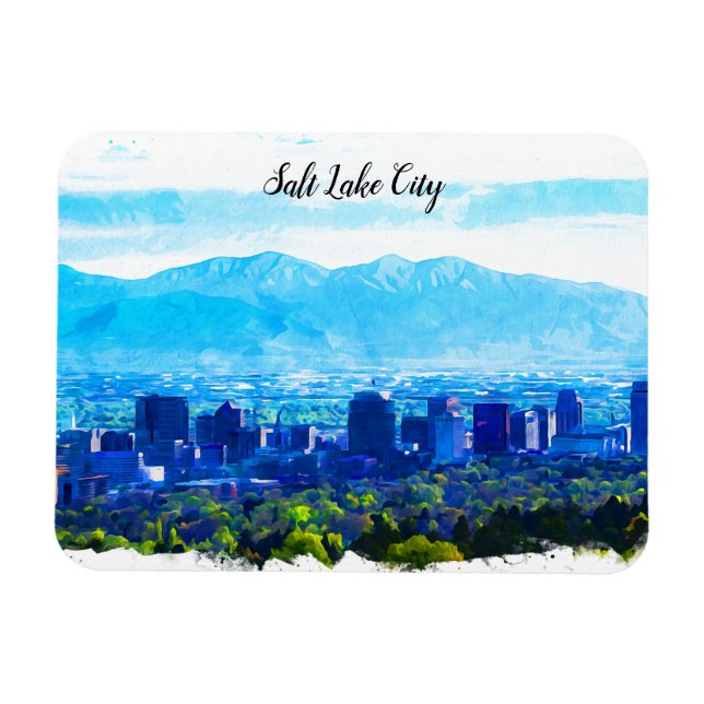 Salt Sjö City Utah Panorama View Magnet (Horisontell)