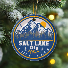 Salt Sjö City Utah Retro Sunset Souvenirs 60 Julgransprydnad Keramik