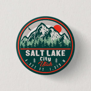 Salt Sjö City Utah Retro Sunset Souvenirs 60 Knapp