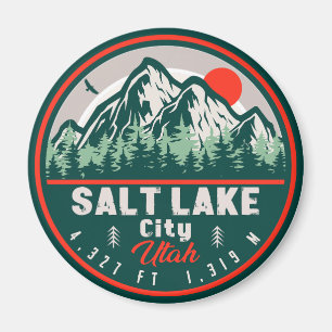 Salt Sjö City Utah Retro Sunset Souvenirs 60 Magnet
