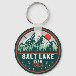 Salt Sjö City Utah Retro Sunset Souvenirs 60 Nyckelring