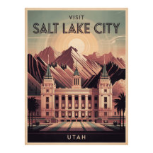 Salt Sjö City Utah Retro Travel Poster