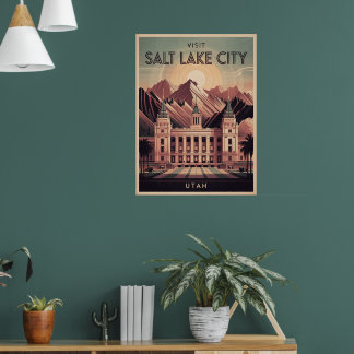 Salt Sjö City Utah Retro Travel Poster