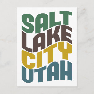 Salt Sjö City Utah Retro Wave Vykort
