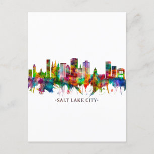 Salt Sjö City Utah Skyline Helg Vykort