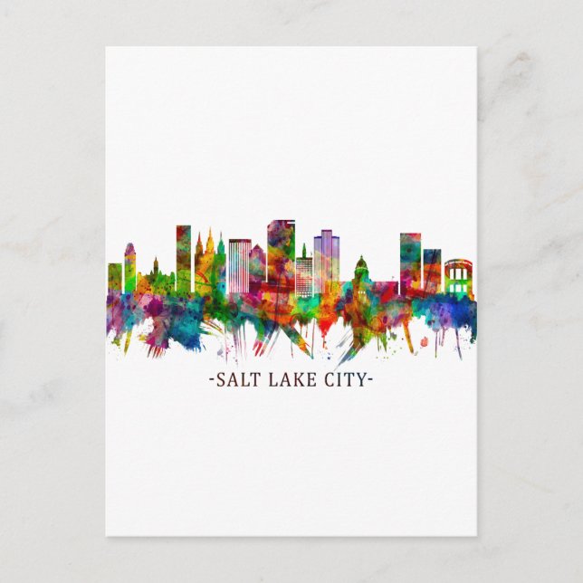 Salt Sjö City Utah Skyline Helg Vykort (Framsida)