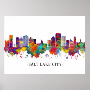 Salt Sjö City Utah Skyline Poster