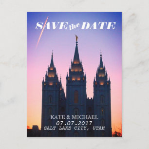 Salt Sjö City, Utah Temple Bröllop spara datum Meddelande Vykort