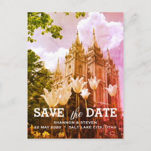 Salt Sjö City, Utah Temple Bröllop spara datum Meddelande Vykort