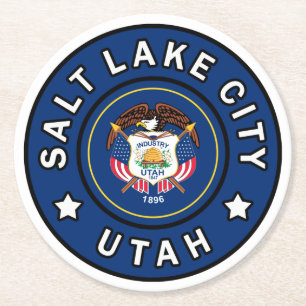 Salt Sjö City Utah Underlägg Papper Rund