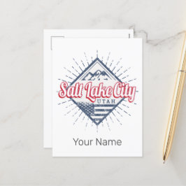 Salt Sjö City Utah United Stater Mountain USA Helg Vykort