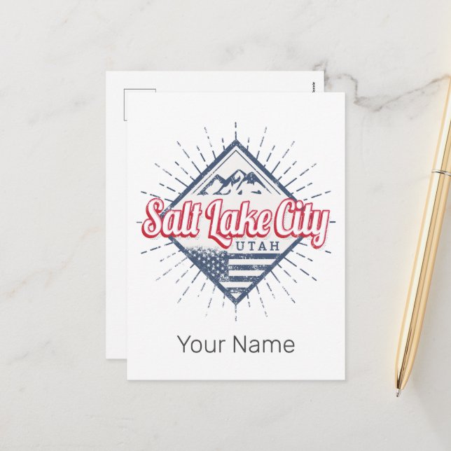 Salt Sjö City Utah United Stater Mountain USA Helg Vykort (Fram/Back In Situ)