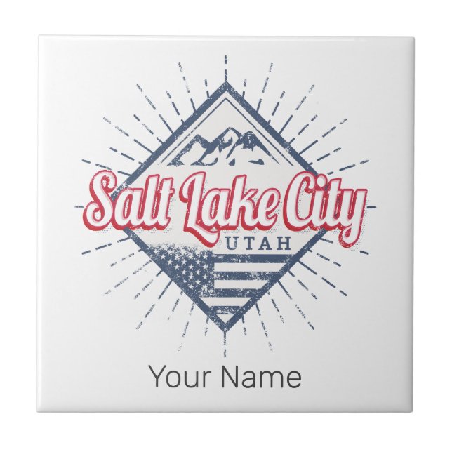 Salt Sjö City Utah United Stater Mountain USA Kakelplatta (Framsidan)