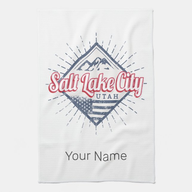 Salt Sjö City Utah United Stater Mountain USA Kökshandduk (Vertikal)