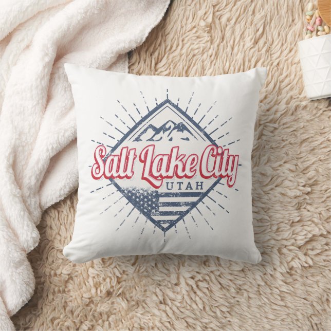 Salt Sjö City Utah United Stater Mountain USA Kudde (Filt)