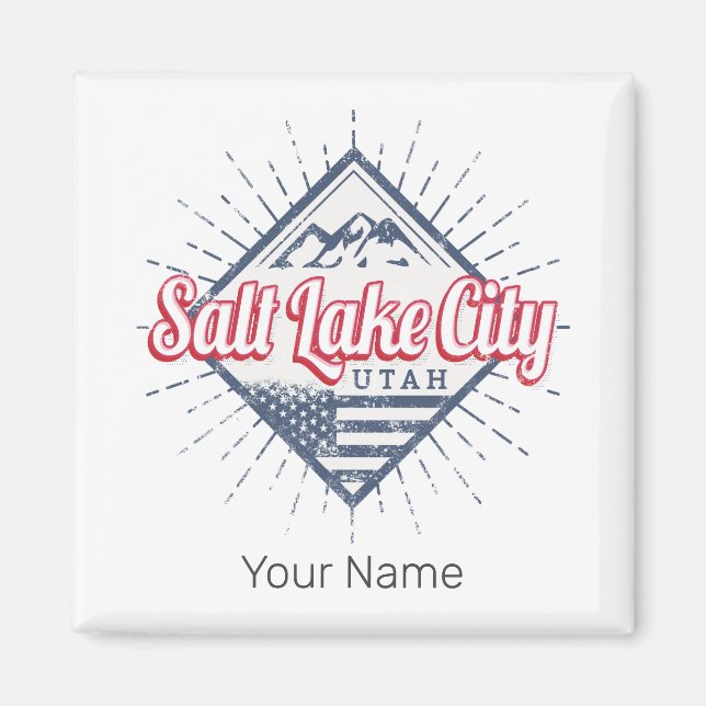 Salt Sjö City Utah United Stater Mountain USA Magnet (Framsidan)