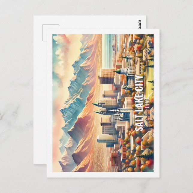 Salt Sjö City Utah USA Berömd Ställe Vykort (Fram/baksida)