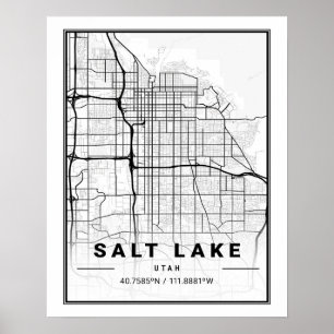Salt Sjö City Utah USA Travel City Karta Poster