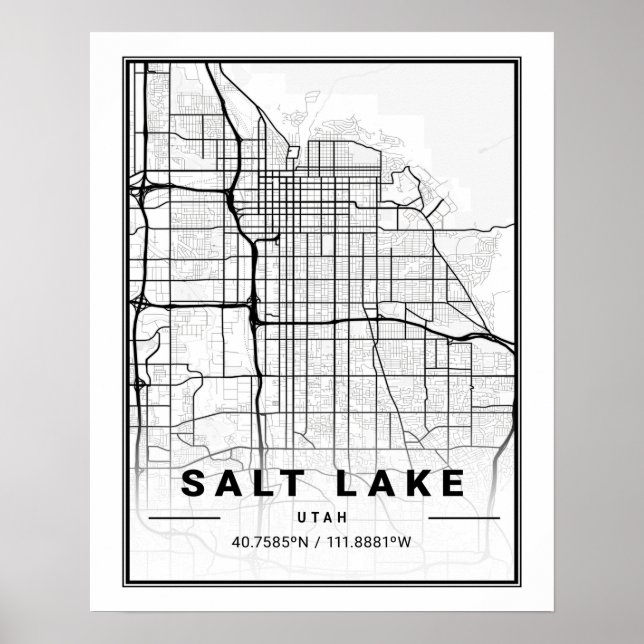 Salt Sjö City Utah USA Travel City Karta Poster (Framsidan)
