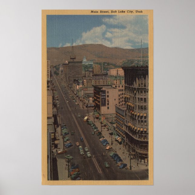 Salt Sjö City, Utah - View of Main St. Poster (Framsidan)