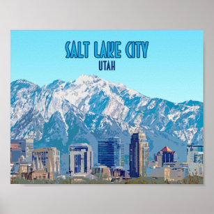 Salt Sjö City Utah Vintage i centrala staden Poster