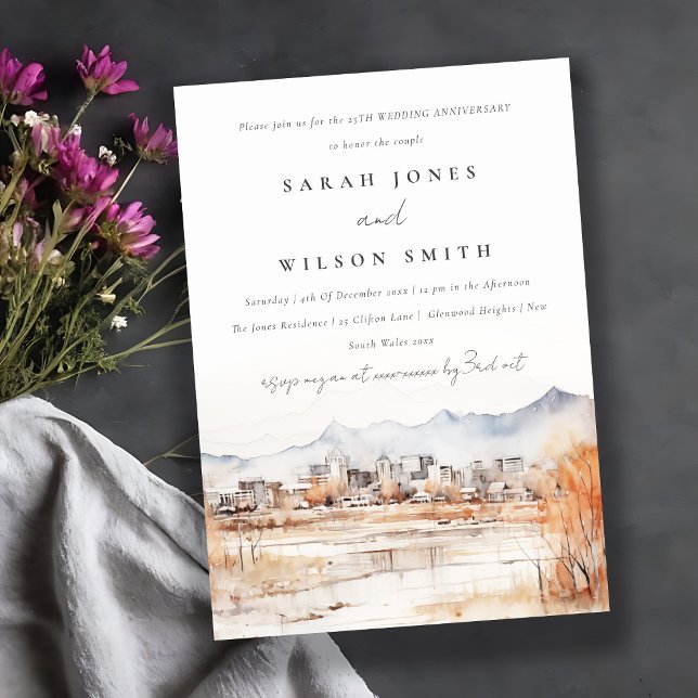 Salt Sjö City Utah Watercolor Bröllop-årsdag Inbjudningar (Skapare uppladdad)