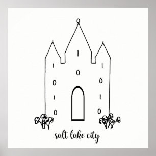 Salt sjö stad utah tempel, modernt modernt poster