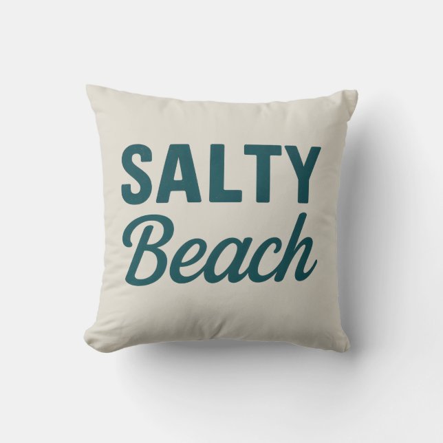 Salt Strand Reversibel Teal Kustdekor Grafik Kudde (Framsida)