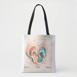 Salt Sun Sole Beach Tote Bag Tygkasse