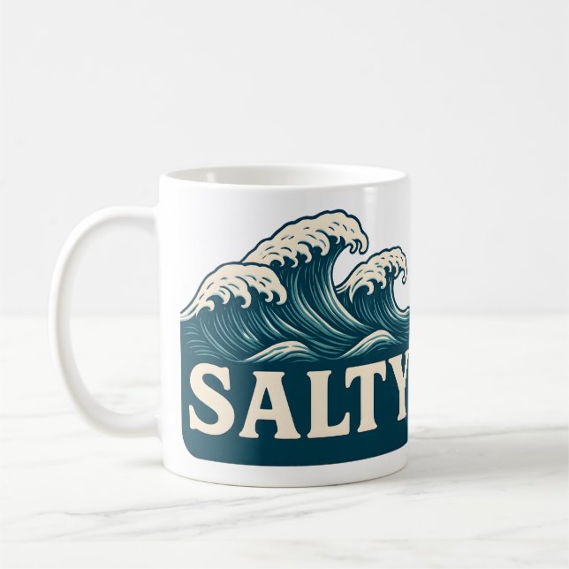 Salt Teal Blå Surf Strand Vågor Marin Kust Kaffemugg (Vänster)