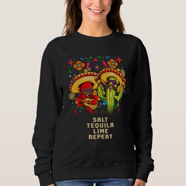 Salt Tequila Lime Repeat Mexican Humor Mexico Drin T Shirt (Framsida)