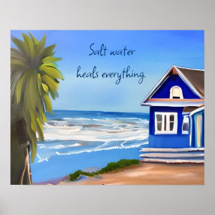 Salt Vatten Heals Allt Beachy Quote Poster
