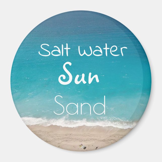 Salt Vatten Sol Sand Beach och Ocean Modern Magnet (Framsidan)
