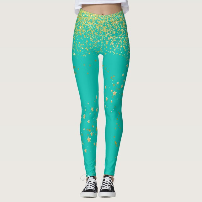 Sälta med Guld dekorfärg Leggings (Framsida)