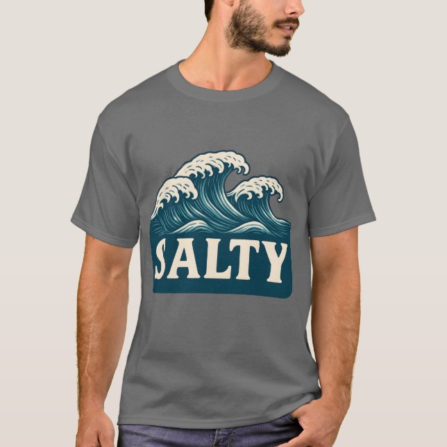Salta Tealblå Surfstrandvågor | Kustliv T Shirt (Framsida)