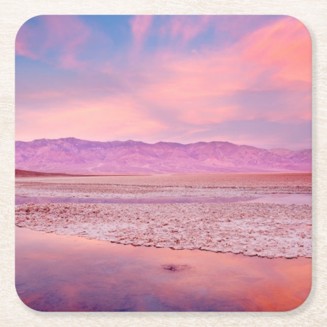 Salta vatten sjön, Badwater, Death Valley Underlägg Papper Kvadrat (Framsidan)